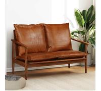 Canapé à Cuir véritable - 116x69x74 cm - 105 cm - 55 cm - Bois d'acacia - Marron - Style Industriel Authentique - Pour Chambre