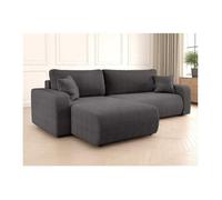 Canapé ALYA d'angle max réversible et convertible 5 places en velours côtelé - Gris