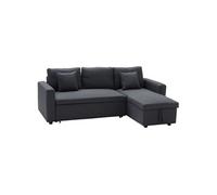 Happy Garden Canapé d'angle convertible Clark 3 places, méridienne réversible, coffre, gris chiné