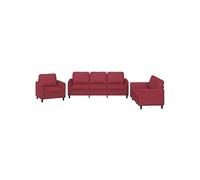 Canape angle fixe 3 places en simili-cuir rouge 77 x 200 x 80 cm