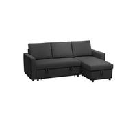 Canape angle fixe HOMCOM 3 places en tissu noir 146 x 211 x 85 cm Noir G