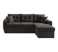 Canape angle fixe BEST MOBILIER 4 places en polyester gris 146 x 226 x 85 cm Gris foncé G