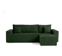 Bestmobilier Cezanne - canapé d'angle réversible - 4 Places - Convertible avec Coffre - en Velours côtelé
