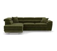 Canape angle fixe BEST MOBILIER 5 places en velours vert 261 x 261 x 80 cm Vert G