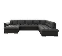 Chuck - canapé panoramique XXL - convertible avec coffre - 7 places - droit - Noir / Gris