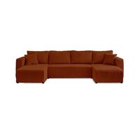 Canape angle fixe BEST MOBILIER 7 places en velours rouge 140 x 320 x 85 cm