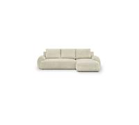 Generique Canapé d'angle droit convertible MILO Velours côtelés beige coffre de rangement 4/5 places