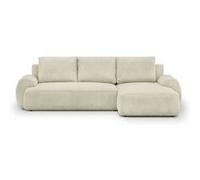 Canape angle fixe en.casa 3 places en velours beige 145 x 264 x 100 cm beige G