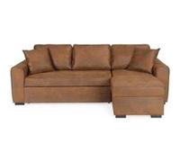 Hamilton Canapé d'angle convertible réversible 4 places HAMILTON Tissu marron vintage L244xP151xH90