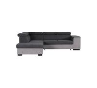 Canapé d'angle gauche convertible + coffre 5 places - Tissu gris - L 271 x P 220 x H 77 cm - ARMSTRONG - Fabriqué en Ukraine