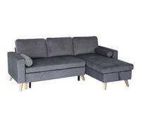 Canapé d'angle convertible james 3 places en velours gris