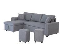 Happy Garden Canapé d'angle convertible Tony 3 places méridienne réversible coffre gris chiné