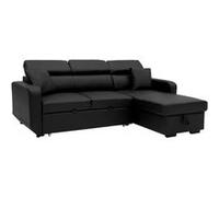 Canapé d'angle convertible warren 3 places simili noir