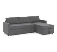Canapé d'angle convertible NOAH avec méridienne coffre en tissu gris anthracite