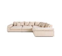 Canape angle fixe LISA DESIGN 5 places en polyester beige 135 x 135 x 80 cm