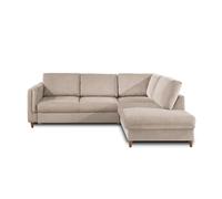 Brooke - canapé d'angle droit - convertible - 5 places - en velours - Beige