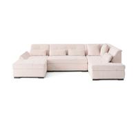 Canape angle fixe LISA DESIGN 7 places en polyester beige 300 x 300 x 76 cm