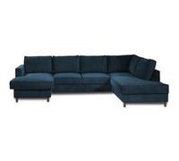 Canape angle fixe LISA DESIGN 7 places en polyester gris 297 x 297 x 84 cm Bleu Ardoise G