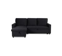 Canape angle fixe menzzo 4 places en velours noir 133 x 215 x 83 cm