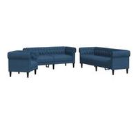 vidaXL Ensemble de canapés 3 pcs - canapé angle fixe 3 places en tissu 74,5×201,5×74,5 cm Bleu