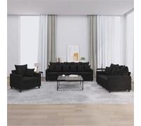 Canape angle fixe vidaxl 3 places en velours noir 77 x 198 x 80 cm Noir G