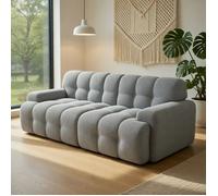 Canapé angle L modulaire chenille chaise longue pouf beige 3 places salon petit -Pugsdrly