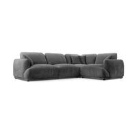 Canapé angle modulable petit velours côtelé 4 places Gris foncé Gauche