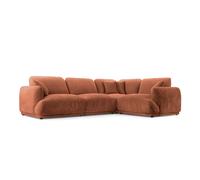 Canapé angle modulable petit velours côtelé 4 places Terracotta Droit