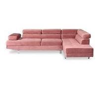 Canape angle relax menzzo 5 places en velours rose 163 x 260 x 72 cm Rose G