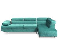 Canape angle relax menzzo 5 places en velours vert 163 x 260 x 72 cm