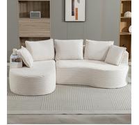 Canapé arrondi en velours côtelé avec porte-gobelets intégrés 250 cm