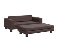 Canapé avec repose-pied pour enfants marron 100x50x30 cm