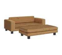 Canapé avec repose-pied pour enfants marron 100x50x30cm velours
