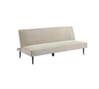 Canapé banquette convertible 3 places velours côtelé greige piétement métal L 180 x P 100 x H 74.5 cm - Max