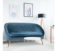 Canapé banquette en velours SONIA bleu