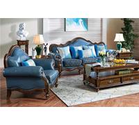 Canapé baroque bleu rococo Chesterfield Canapé de luxe 3+1 sièges Garniture