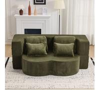 Canapé bas - KOMHTOM - 198x60x76cm - Convertible 2 places - Moelleux flanelle - Matelas pliable mousse HD