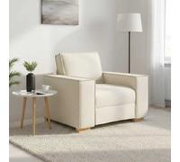 vidaXL Sofa 3 Places Beige 220 cm Tissu en Lin mélangé, Canapé Moderne en Lin, Ensemble Salon, mobilier Durable, Confortable et Parfait pour Vos soirées en Famille