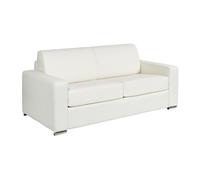 Vente-unique - Canapé 4 Places Convertible Express en Cuir de Buffle Blanc - Couchage 160 cm - Matelas 18 cm CALITO