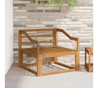Canapé central d'extérieur naturel en bois d'acacia massif, meuble d'assise résistant aux intempéries avec dossier à lattes, 79 x 83 x 73 cm, extension flexible pour salon et jardin, idéal dans le