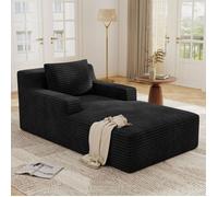 Canapé Chaise Longue 160 cm en Velours Côtelé, Méridienne Confortable, Fauteuil Lounge Moderne pour Salon ou Chambre,Noir