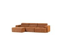 Canapé chaise longue gauche tissu orange chiné NOVI