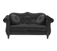Canapé Chesterfield 2 places en velours noir SKIEN - BELIANI - Elégance - Chic - Fixe - Moelleux