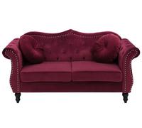 Canapé Chesterfield 2 places en velours rouge SKIEN