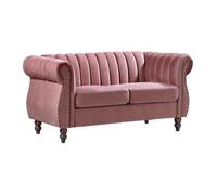 Vente-unique Canapé TRUMBO Chesterfield en velours vieux rose 2 places