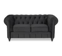 Canapé Chesterfield Velours 2 Places Altesse Noir