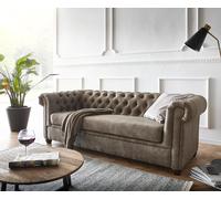 Canapé Chesterfield 3 places 200x88 cm canapé vintage taupe