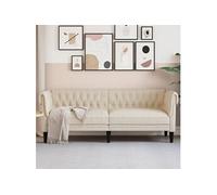 vidaXL Canapé Chesterfield 3 places tissu crème