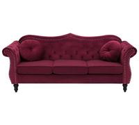 Canapé Chesterfield 3 places en velours rouge SKIEN