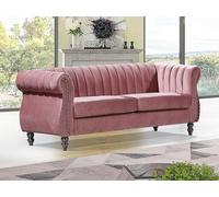 Canapé chesterfield 3 places en velours vieux rose TRUMBO